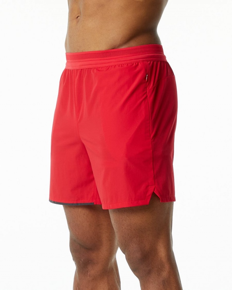 Men's Alphalete Studio Short 6" Shorts Formula Red | 7589-QBUIC