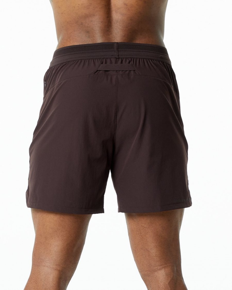 Men's Alphalete Studio Short 6" Shorts Chocolate | 6571-JCNYR