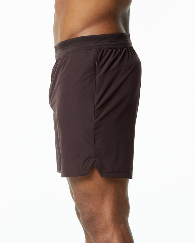 Men's Alphalete Studio Short 6" Shorts Chocolate | 6571-JCNYR