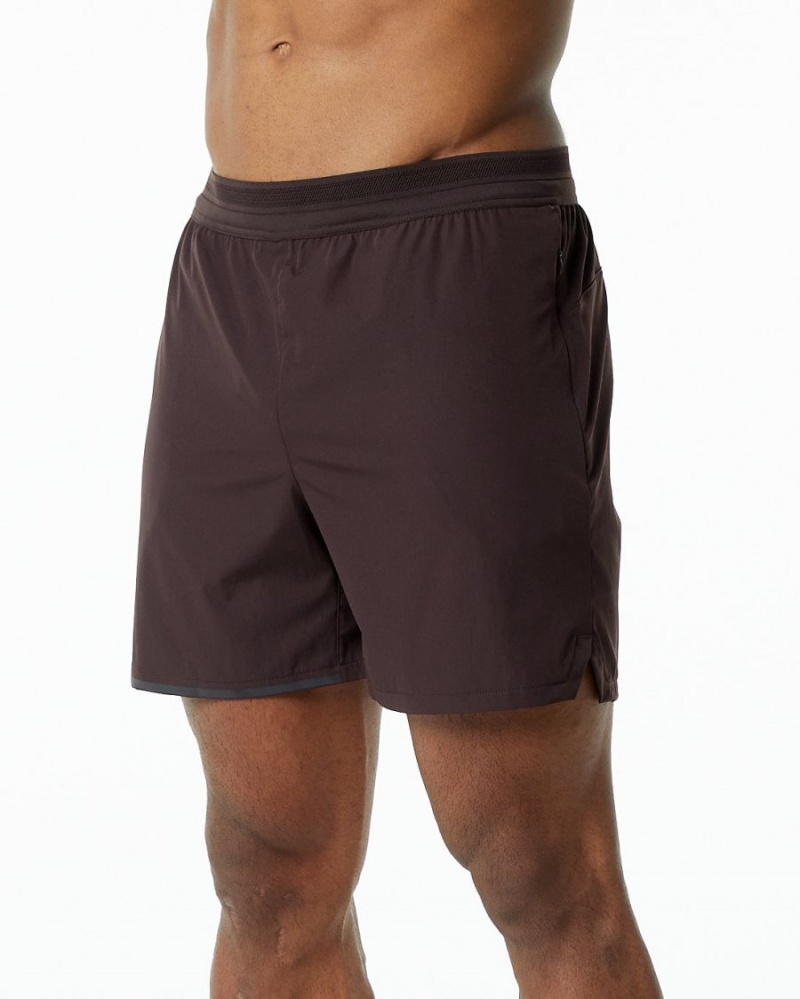 Men's Alphalete Studio Short 6" Shorts Chocolate | 6571-JCNYR