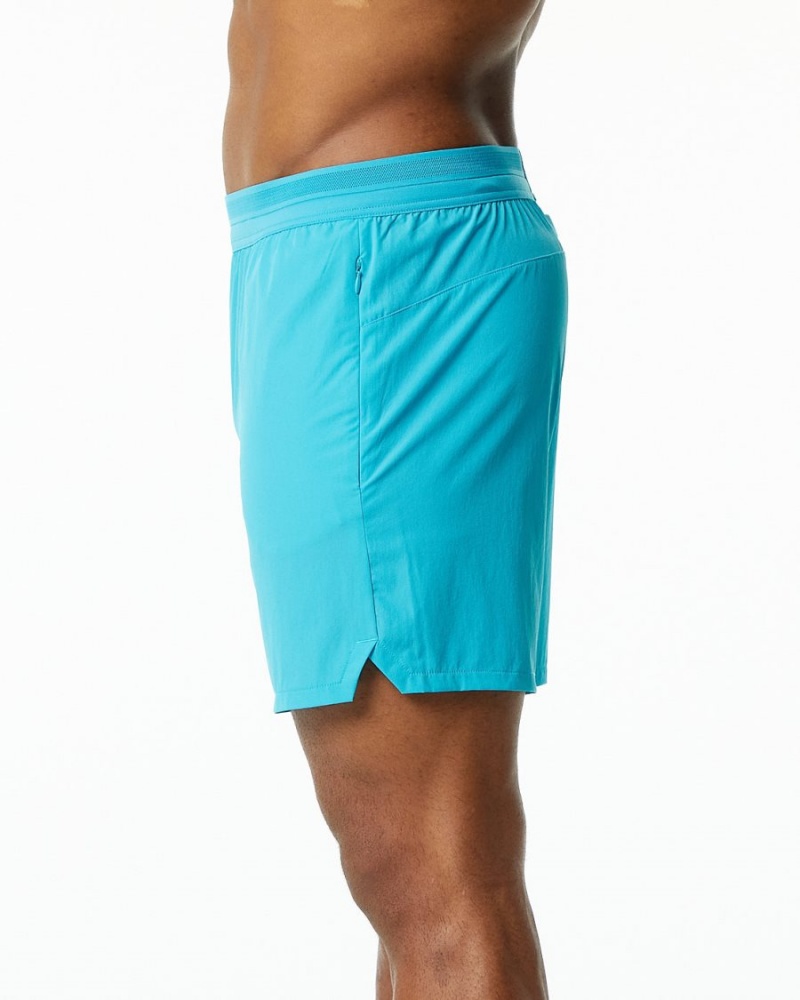 Men's Alphalete Studio Short 6" Shorts Cayman Blue | 5928-WPZON