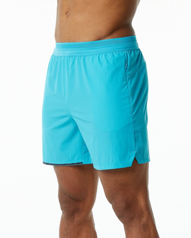 Men's Alphalete Studio Short 6" Shorts Cayman Blue | 5928-WPZON