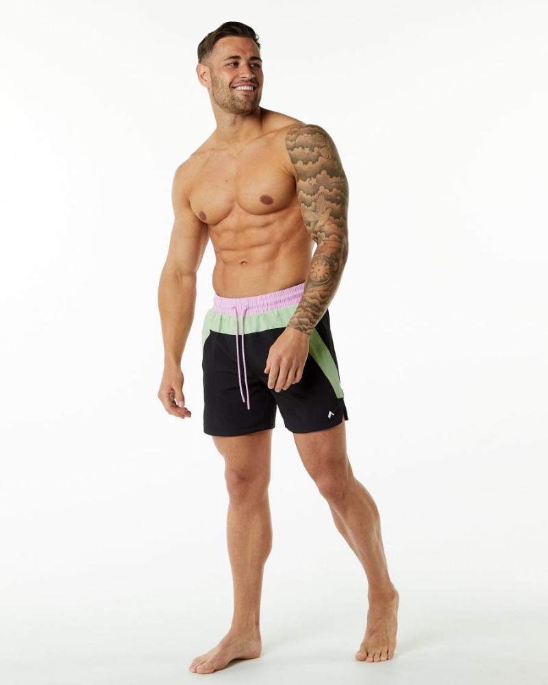 Men's Alphalete Swim Trunk 5.5" Boardshorts Green / Black | 5039-GLSEF