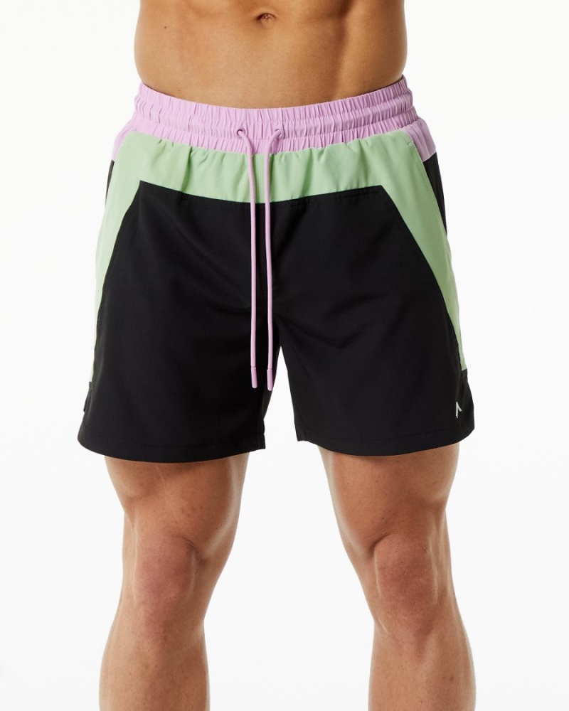 Men\'s Alphalete Swim Trunk 5.5" Boardshorts Green / Black | 5039-GLSEF