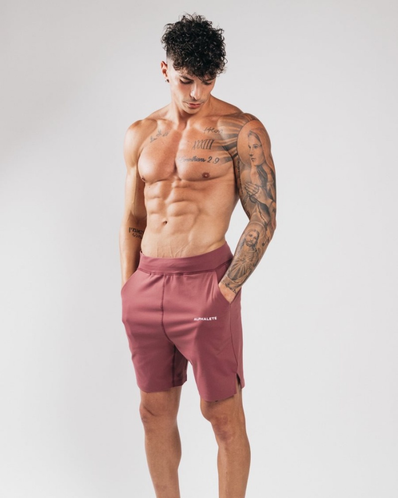 Men's Alphalete Trace Short 8" Shorts Mauve | 0298-LYNXS