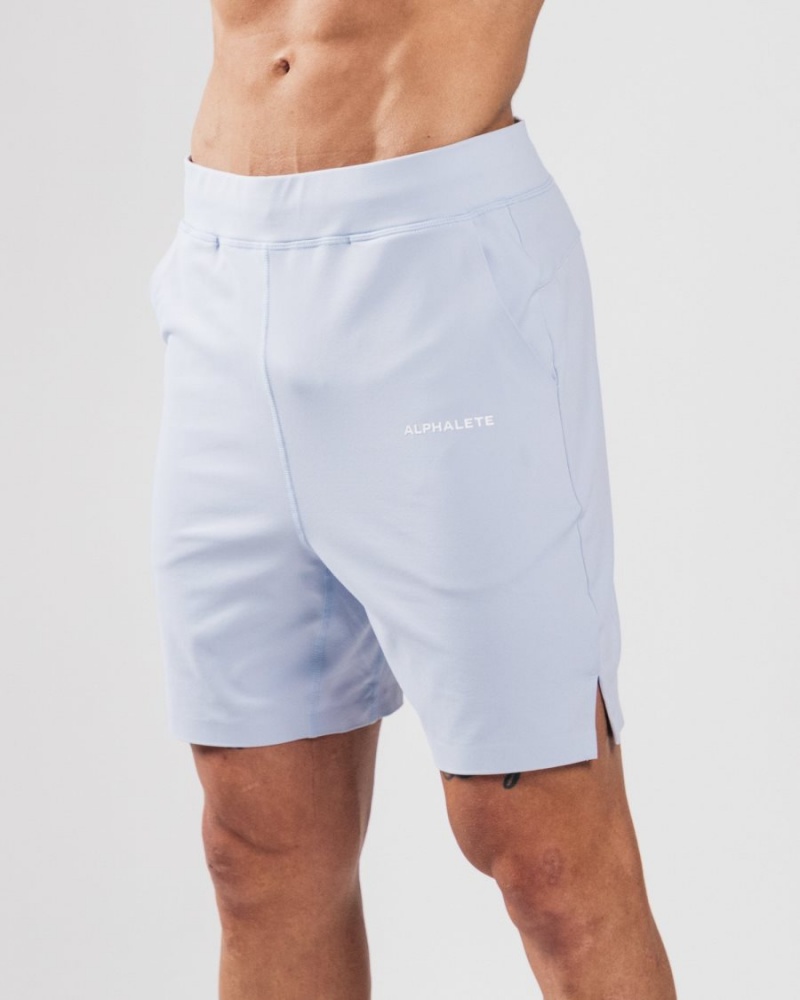 Men's Alphalete Trace Short 8" Shorts Blue Lace | 0746-QAOSJ