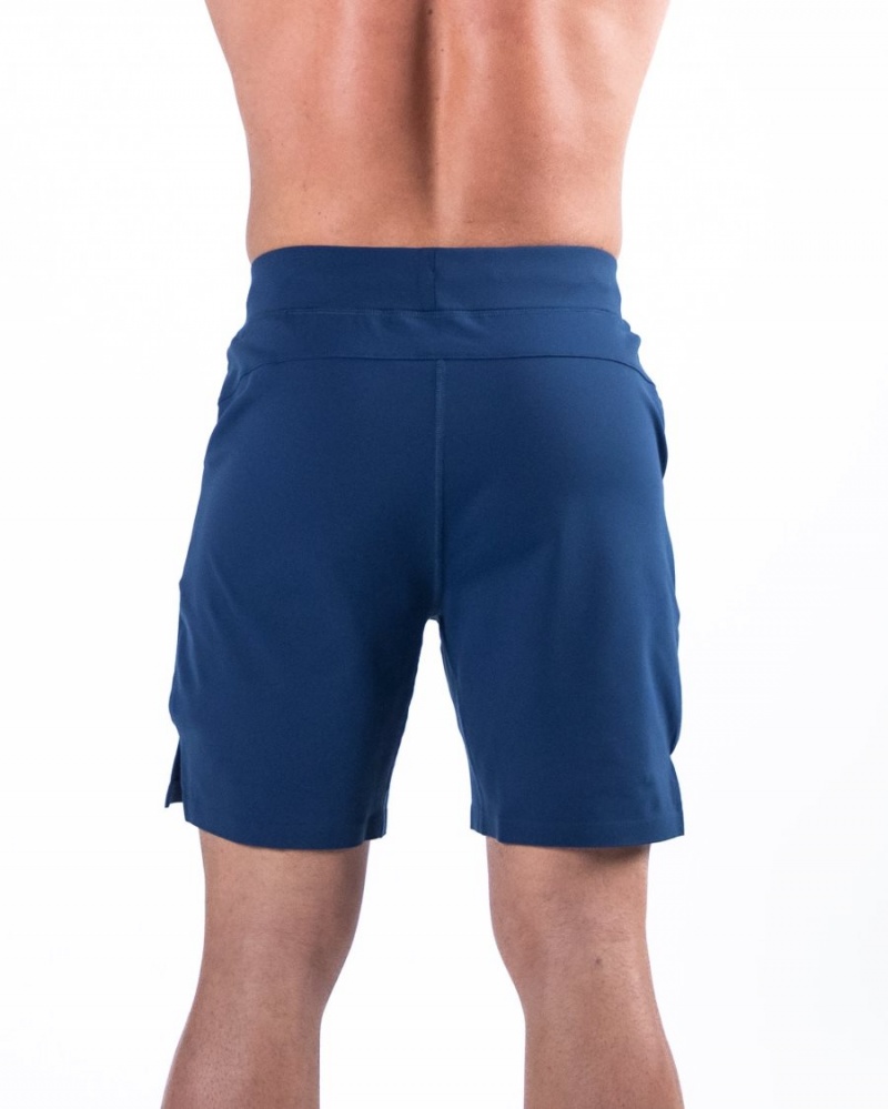 Men's Alphalete Trace Short 8" Shorts Persian Blue | 4258-DQUMS