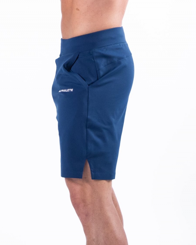 Men's Alphalete Trace Short 8" Shorts Persian Blue | 4258-DQUMS