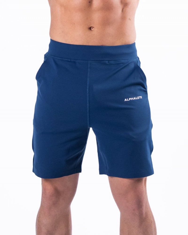 Men\'s Alphalete Trace Short 8" Shorts Persian Blue | 4258-DQUMS