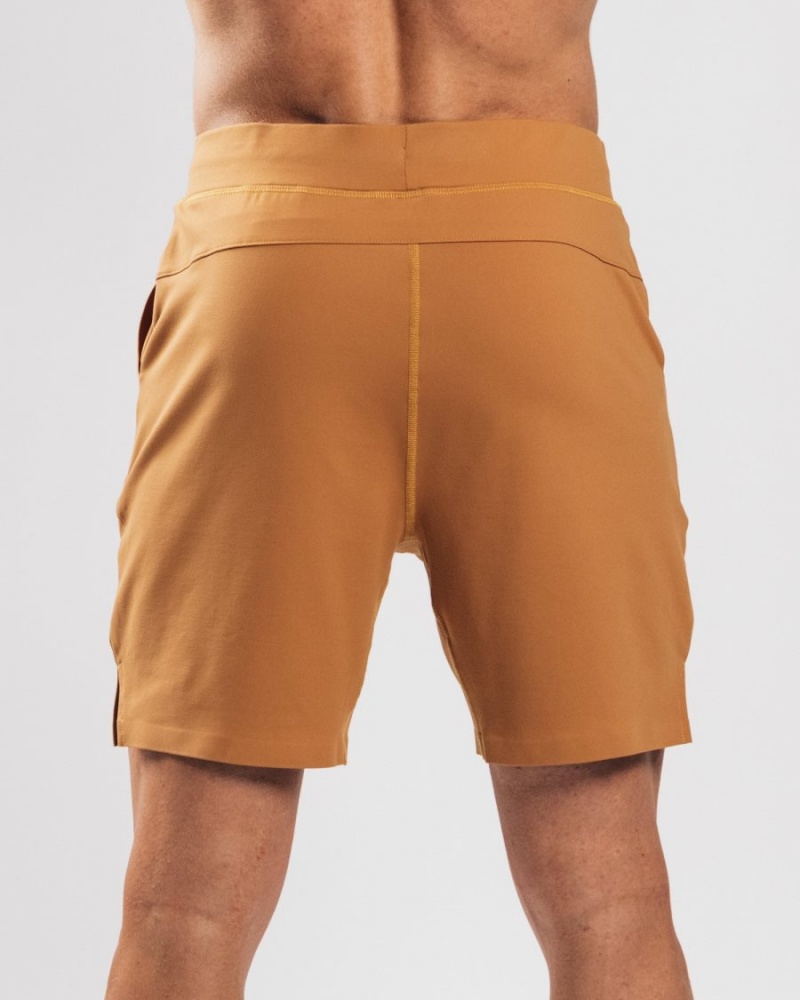 Men's Alphalete Trace Short 8" Shorts Camel | 2094-GMZAQ