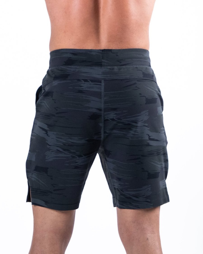 Men's Alphalete Trace Short 8" Shorts Black Canvas Camo | 3059-HKTXB