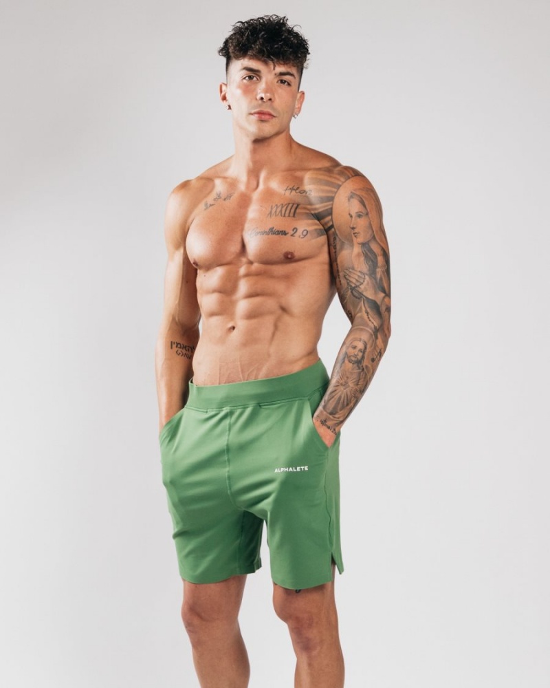 Men's Alphalete Trace Short 8" Shorts Tropical Green | 8264-EUQKB