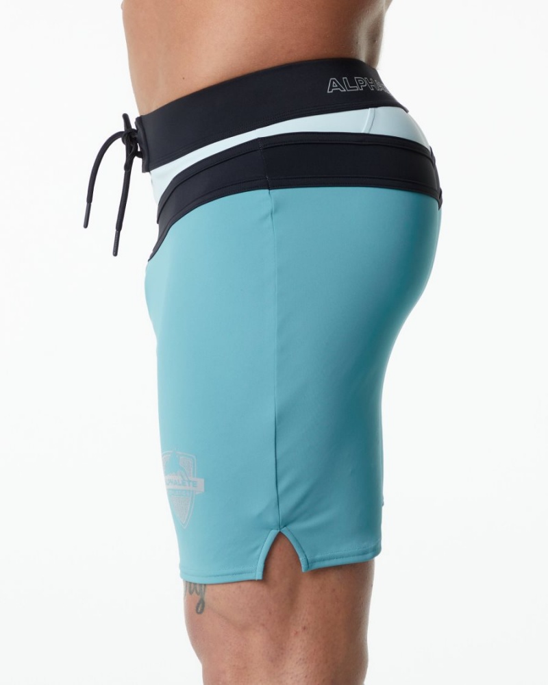 Men's Alphalete Trident Competition Short Boardshorts Teal | 1240-WHDRO