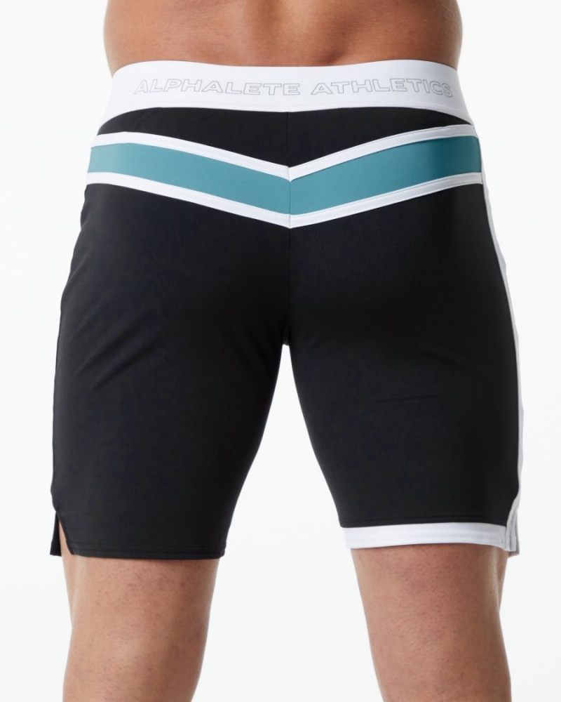 Men's Alphalete Trident Competition Short Boardshorts Black | 9416-QTABV