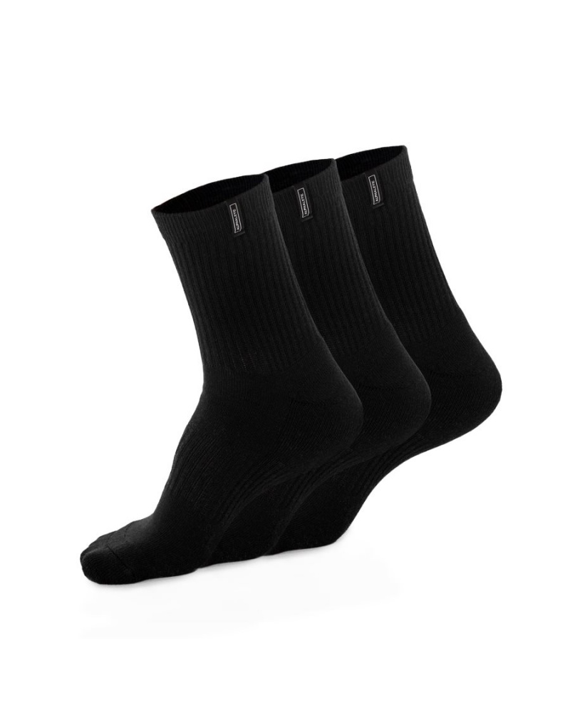 Men\'s Alphalete Union Crew Sock 3pk Accessories Black | 2743-KUODI