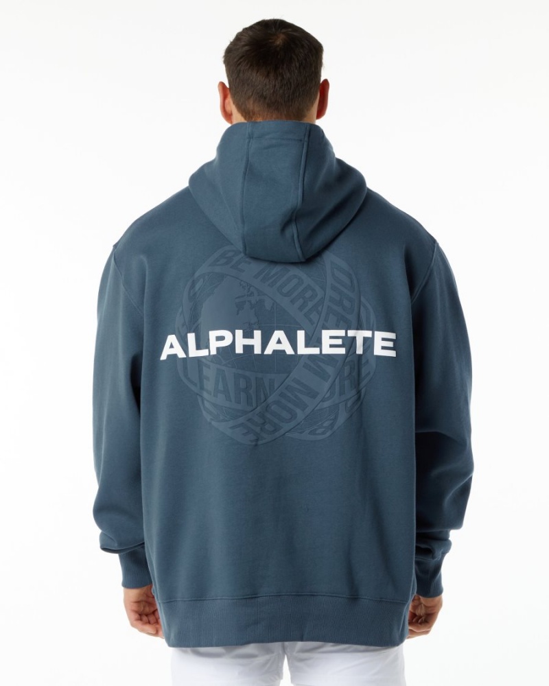 Men\'s Alphalete Unity Hoodie Hoodie Whale Blue | 2938-INWKO