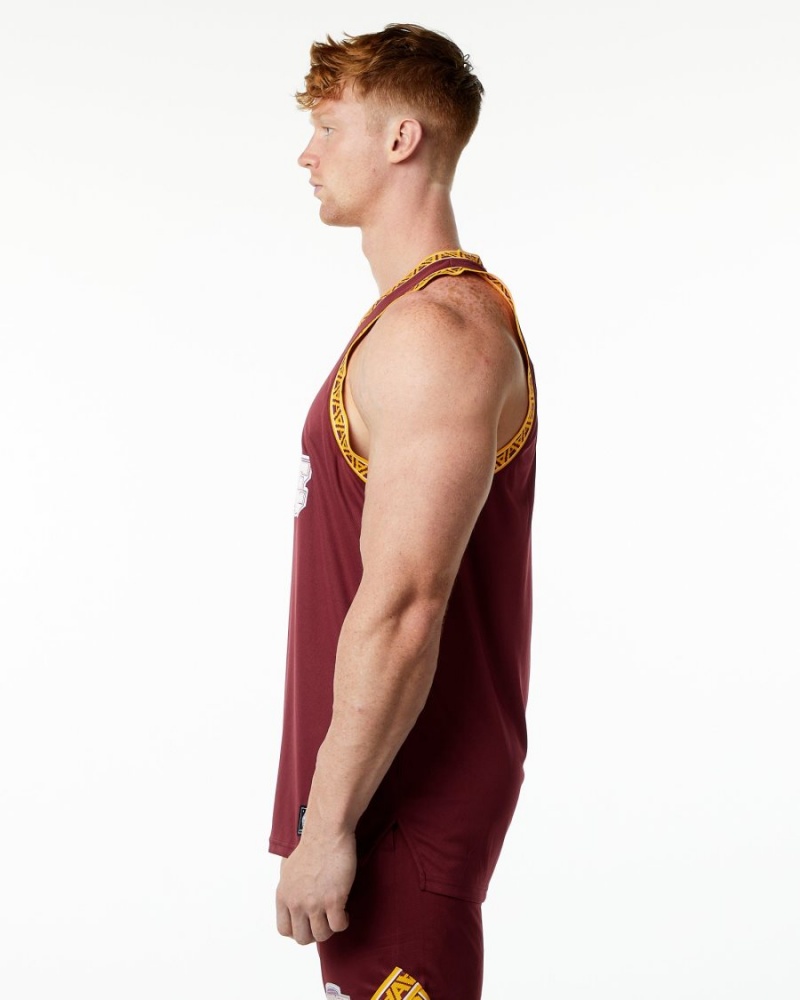 Men's Alphalete Varsity Basketball Jersey Stringers Crimson | 3729-DWSAO