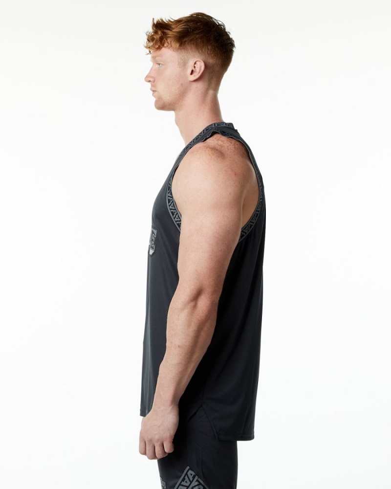 Men's Alphalete Varsity Basketball Jersey Stringers Black | 4805-OKAEV