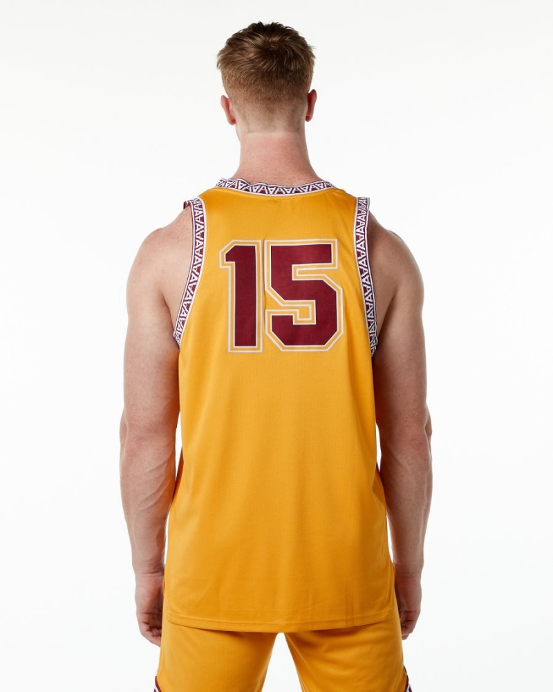 Men's Alphalete Varsity Basketball Jersey Stringers Marigold | 3702-UILDP