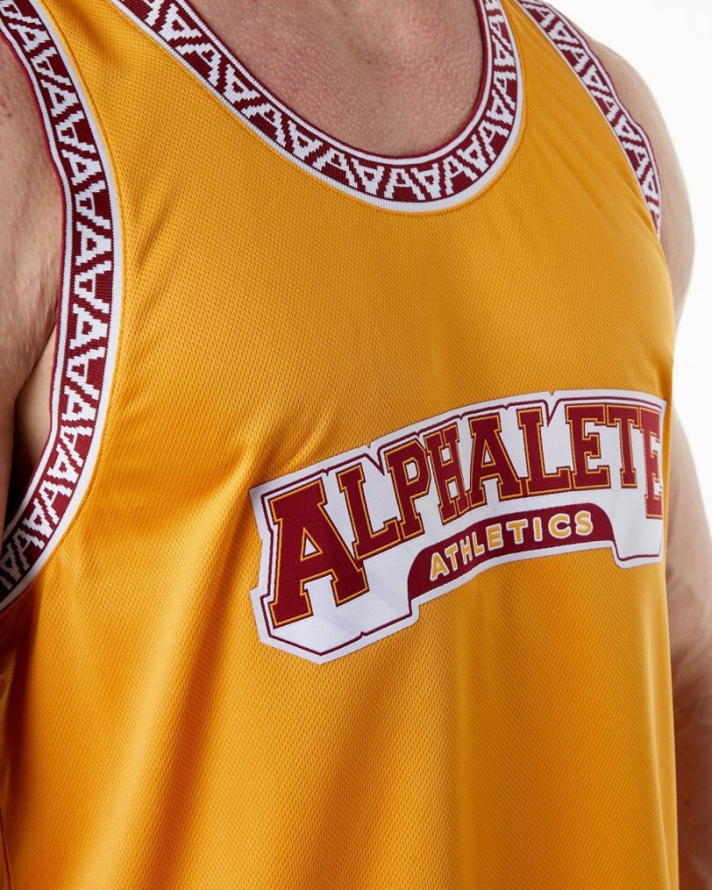 Men's Alphalete Varsity Basketball Jersey Stringers Marigold | 3702-UILDP