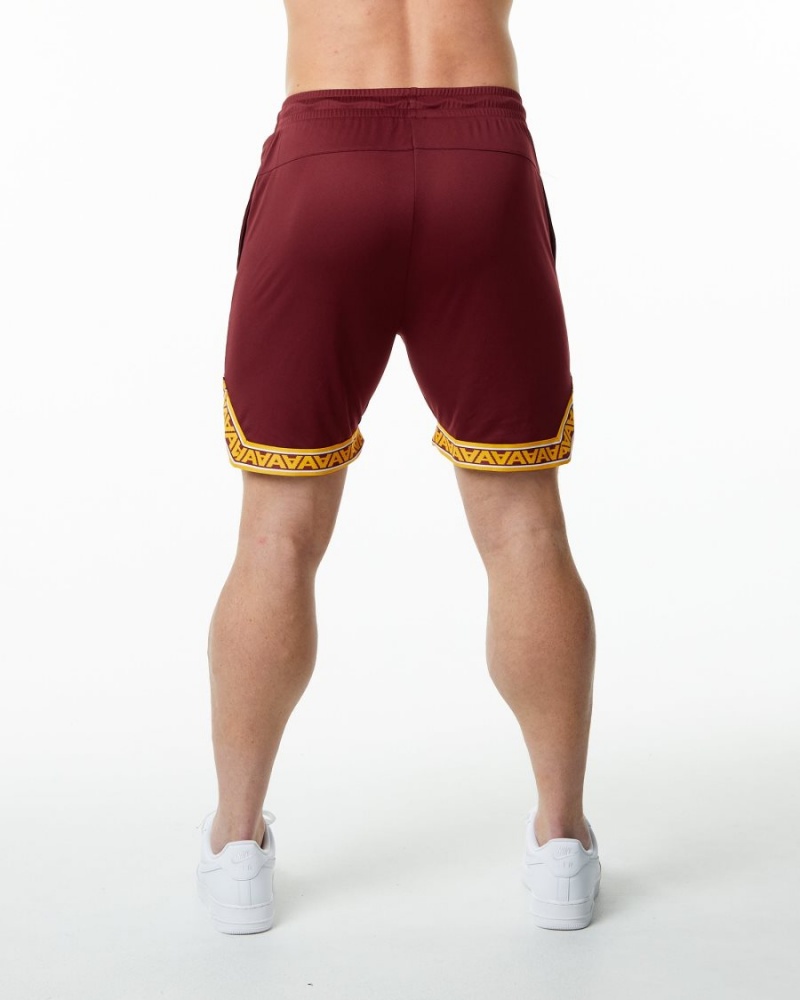 Men's Alphalete Varsity Basketball Short 9" Shorts Crimson | 6705-KNMIU