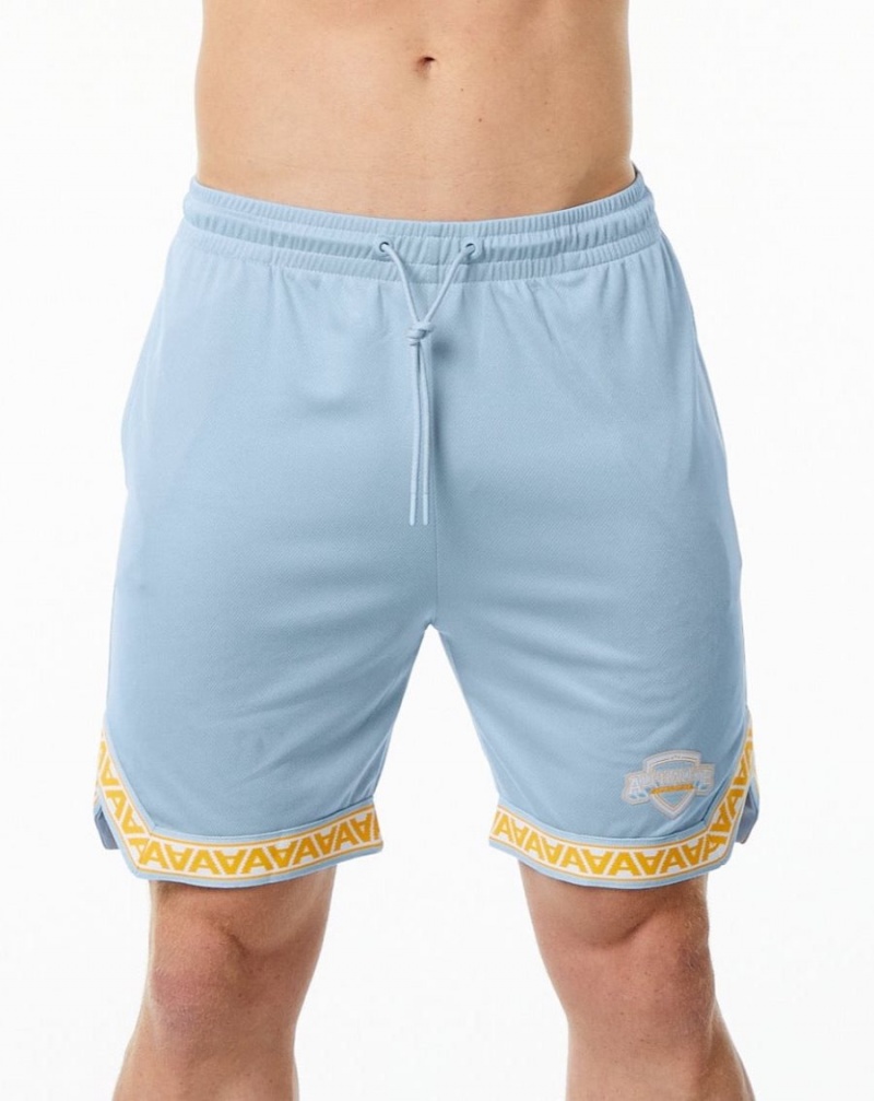 Men\'s Alphalete Varsity Basketball Short 9" Shorts Light Blue | 8509-KVAYJ