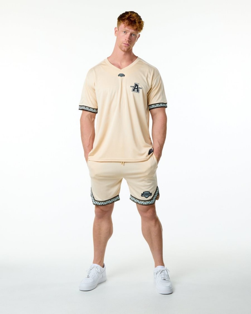 Men's Alphalete Varsity NFL Jersey Shirts Tan | 3128-TWONS