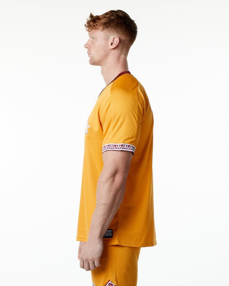 Men's Alphalete Varsity NFL Jersey Shirts Marigold | 4902-QIVHA