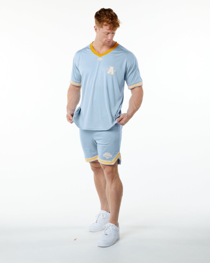 Men's Alphalete Varsity NFL Jersey Shirts Light Blue | 3915-NESXJ