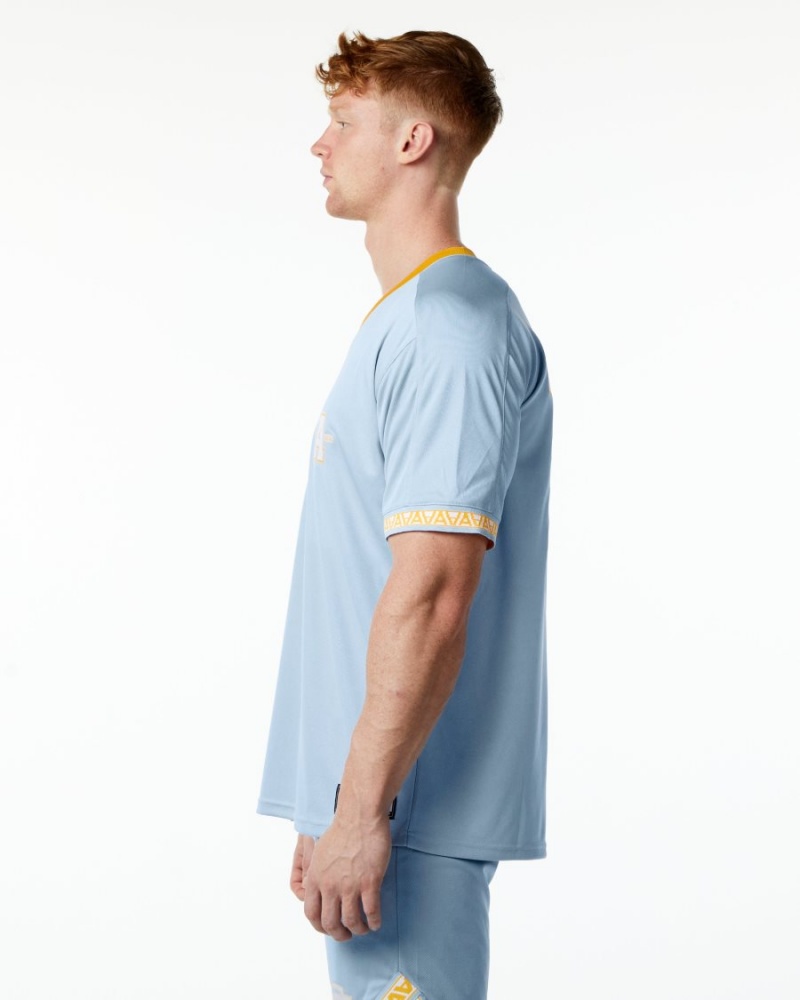 Men's Alphalete Varsity NFL Jersey Shirts Light Blue | 3915-NESXJ