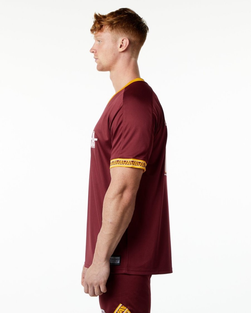 Men's Alphalete Varsity NFL Jersey Shirts Crimson | 1879-MRXEU