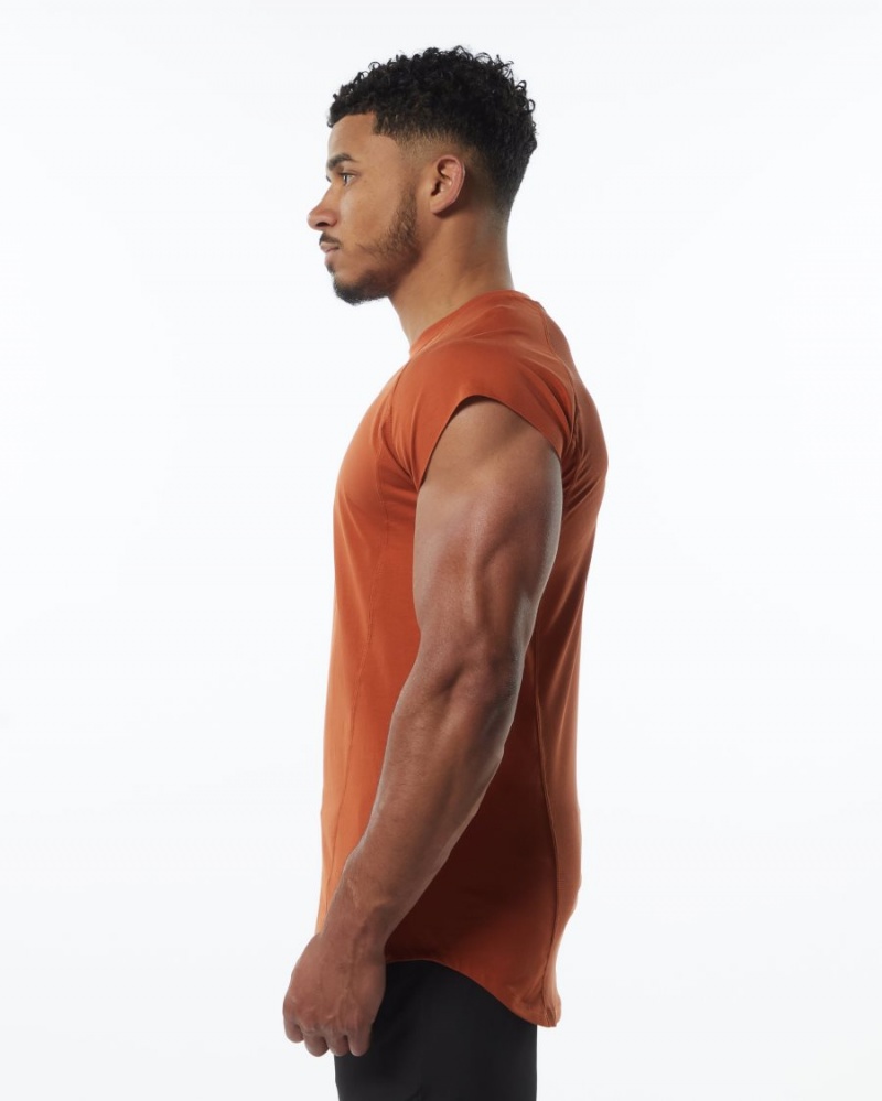 Men's Alphalete Velocity Sleeveless Tee Stringers Sour Tangerine | 5130-HAFYZ