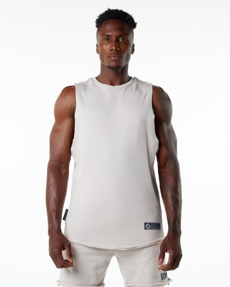 Men\'s Alphalete Very Terry Cutoff Stringers Moonstone | 9482-CXZWO