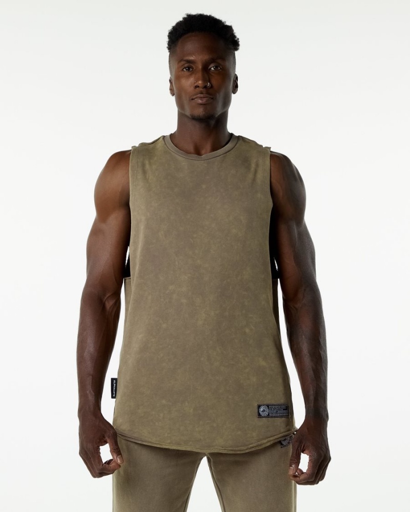 Men\'s Alphalete Very Terry Cutoff Stringers Smokey Quartz | 6451-SFPNW