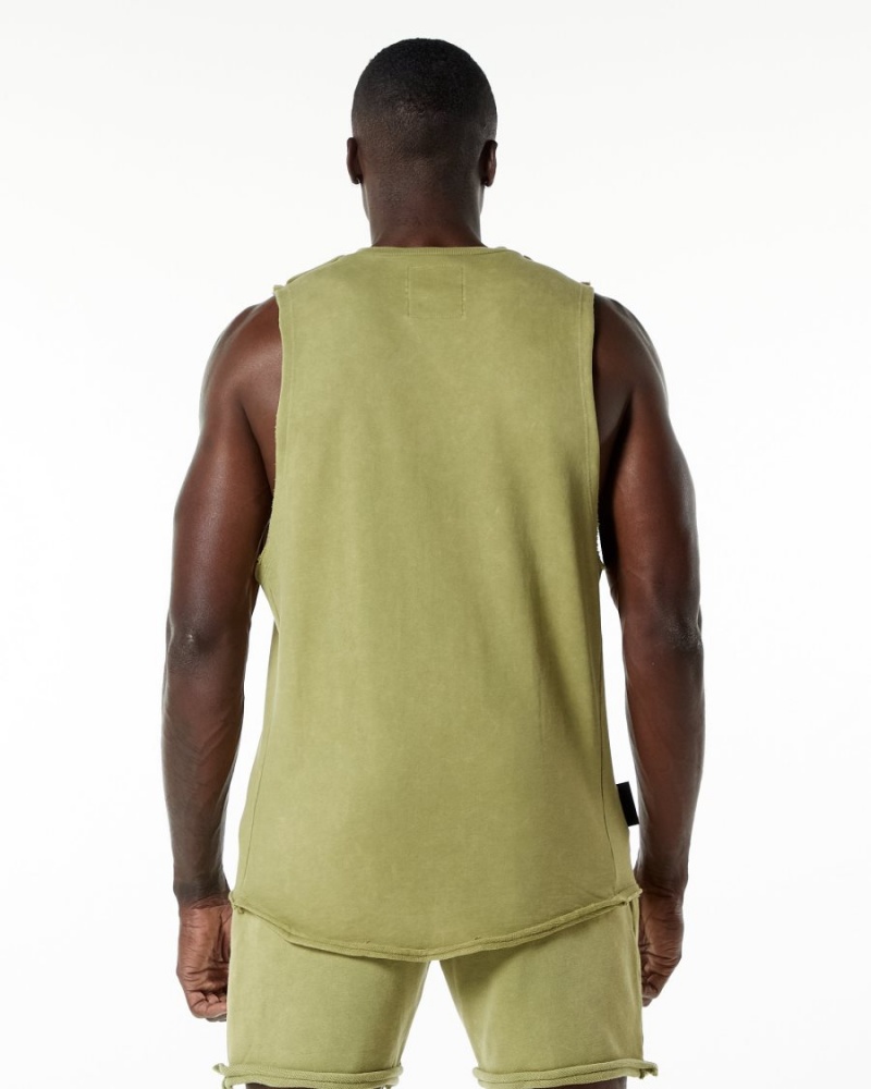 Men's Alphalete Very Terry Cutoff Stringers Jade Green | 9671-JCNGX