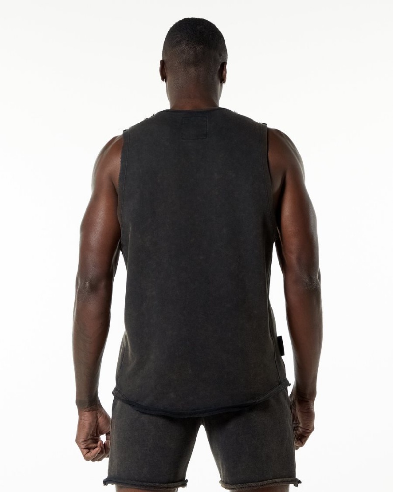 Men's Alphalete Very Terry Cutoff Stringers Onyx | 9342-ESAMJ