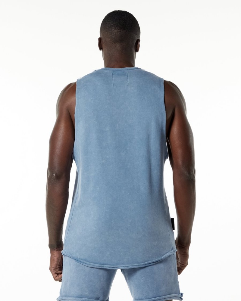 Men's Alphalete Very Terry Cutoff Stringers Celestial Blue | 0642-GYDNT