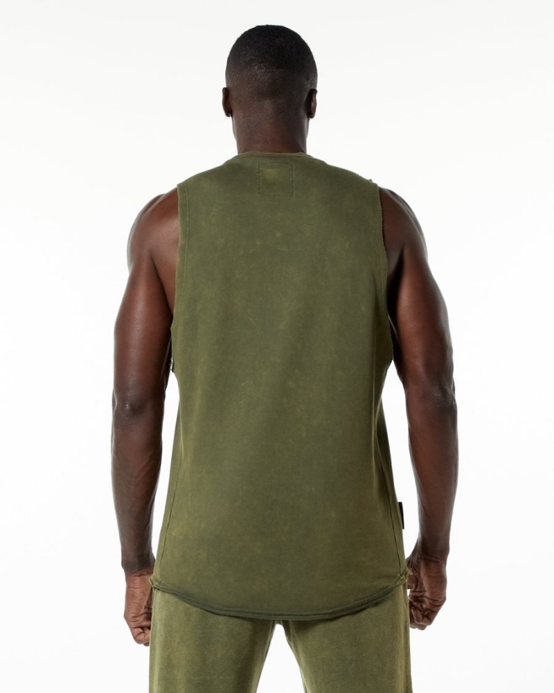 Men's Alphalete Very Terry Cutoff Stringers Green Aventurine | 9802-ADEXW