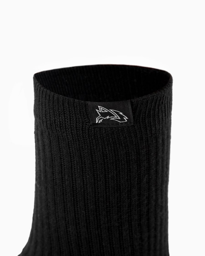 Men's Alphalete Wolf Head Crew Sock 3pk Accessories Black | 1629-KVGLI