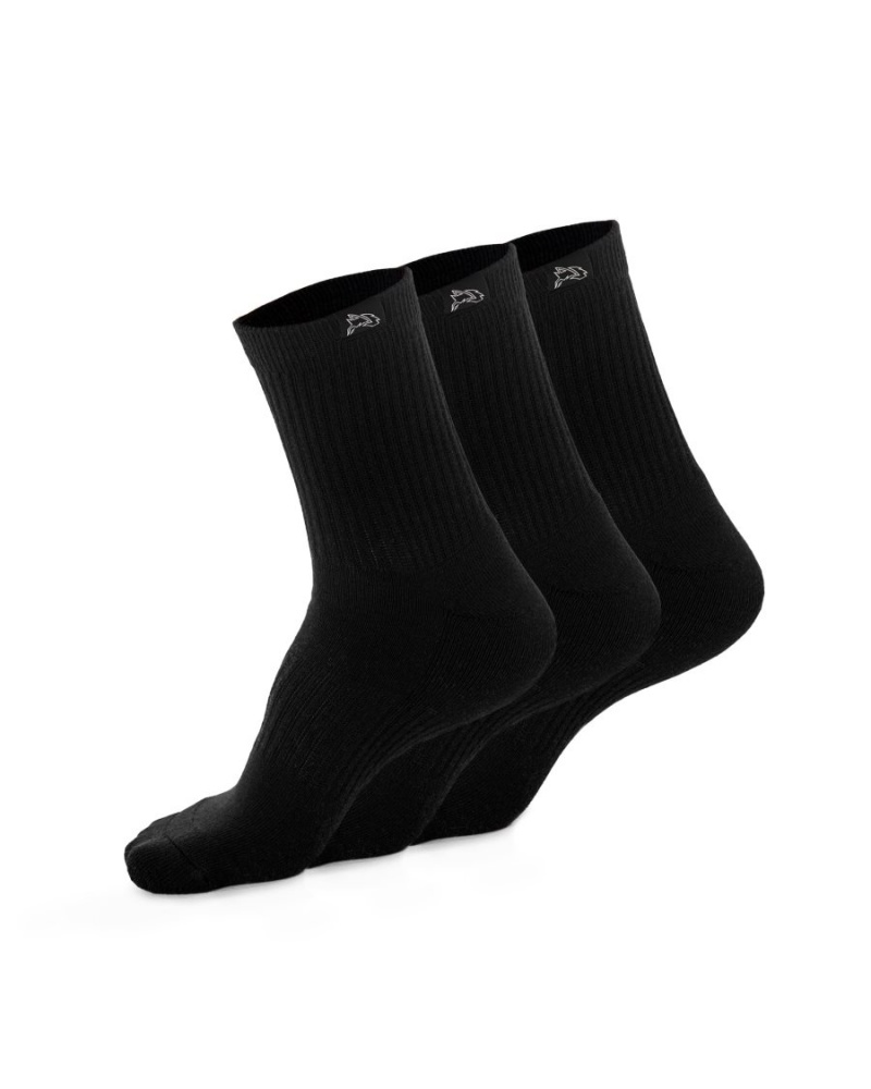 Men\'s Alphalete Wolf Head Crew Sock 3pk Accessories Black | 1629-KVGLI