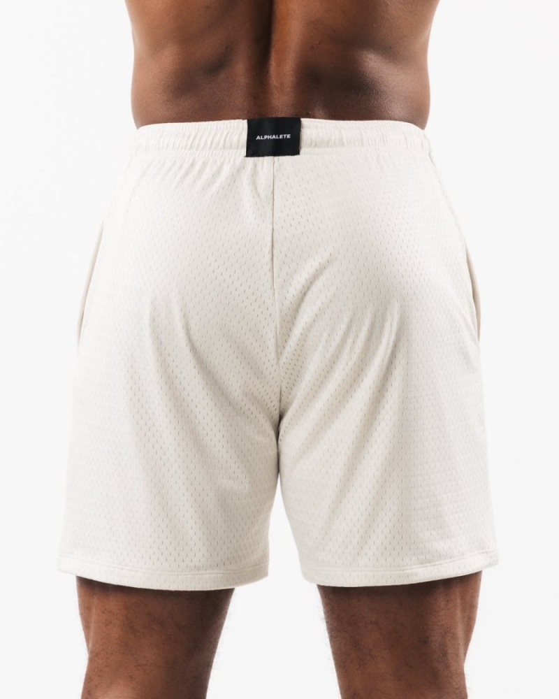 Men's Alphalete Wolf Head Mesh Short 6" Shorts Sea Shell | 3918-BECQP