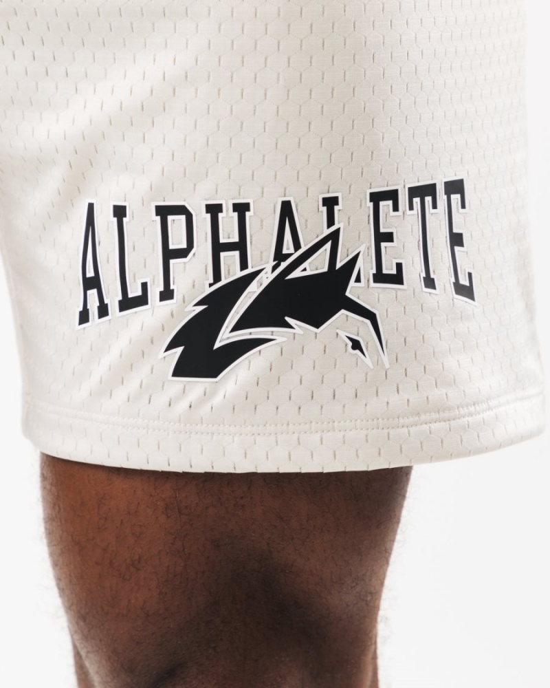 Men's Alphalete Wolf Head Mesh Short 6" Shorts Sea Shell | 3918-BECQP