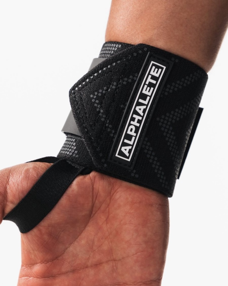 Men's Alphalete Wrist Wraps Accessories Black | 7932-QMERH