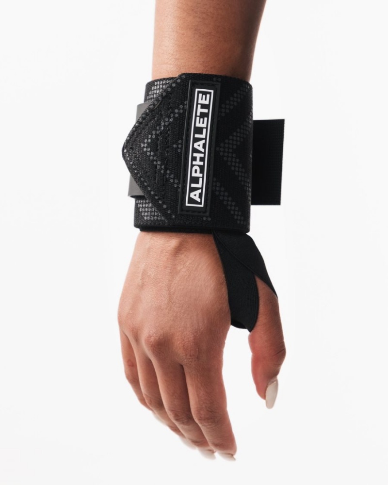 Men's Alphalete Wrist Wraps Accessories Black | 7932-QMERH