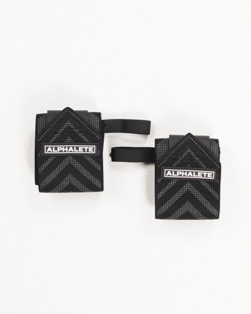 Men\'s Alphalete Wrist Wraps Accessories Black | 7932-QMERH