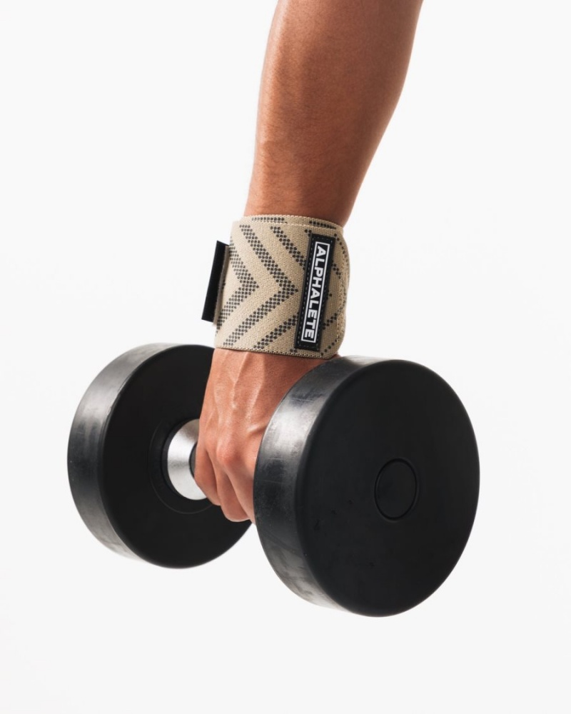 Men's Alphalete Wrist Wraps Accessories Linen | 8042-GRBYD