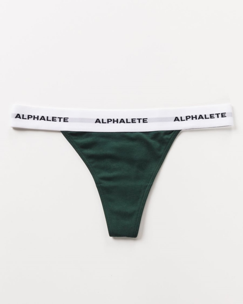 Women's Alphalete Acute Thong Underwear Evergreen | 2517-TMEAZ