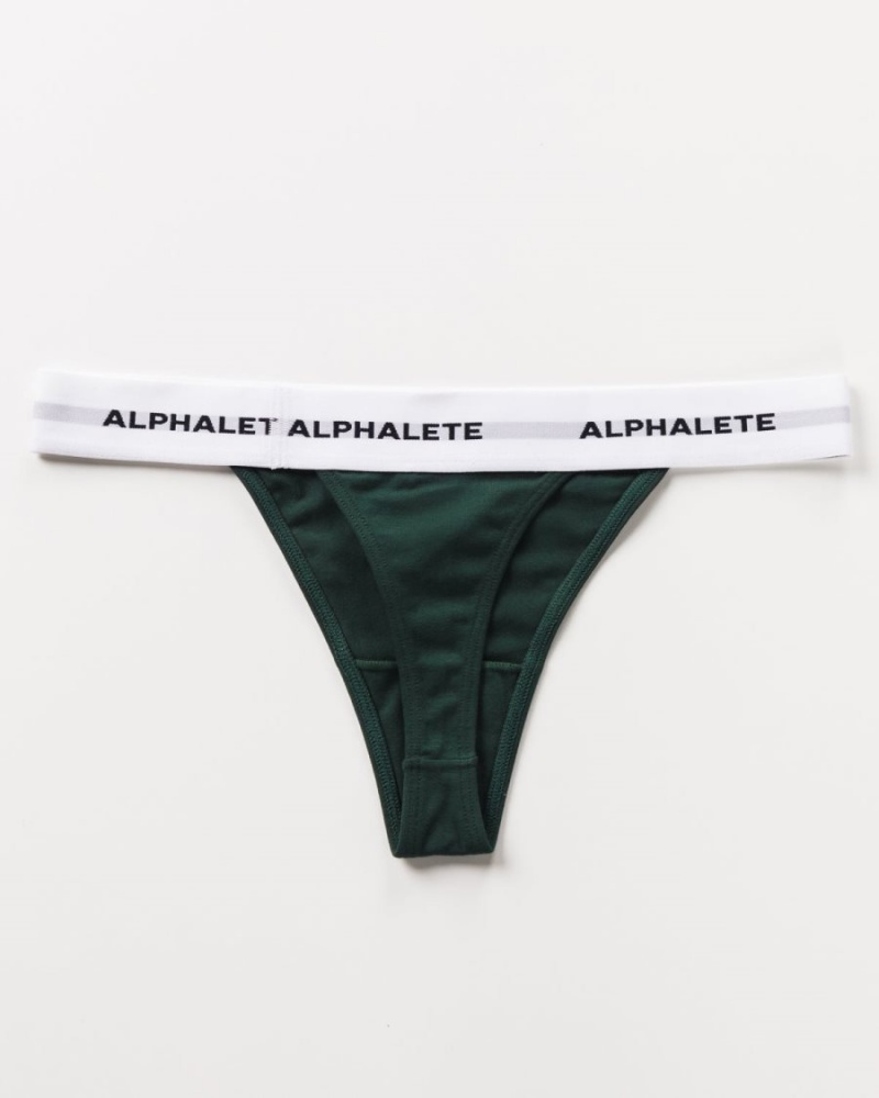 Women's Alphalete Acute Thong Underwear Evergreen | 2517-TMEAZ