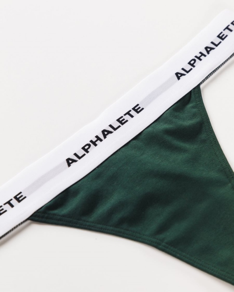 Women's Alphalete Acute Thong Underwear Evergreen | 2517-TMEAZ