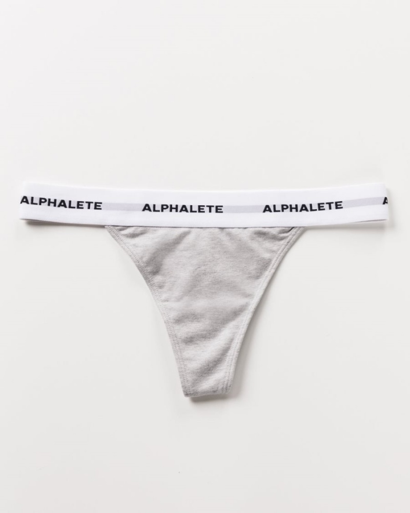 Women's Alphalete Acute Thong Underwear Heather Grey | 1394-LKXRB